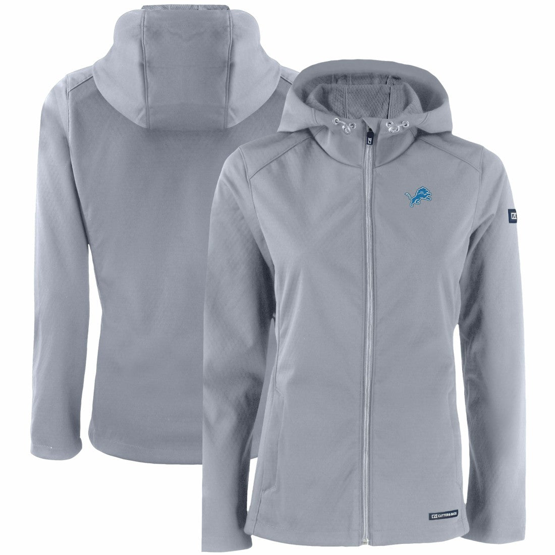 Detroit Lions Cutter & Buck Women's Evoke Eco Softshell Recycled Full-Zip Hooded Jacket - Gray Jackets