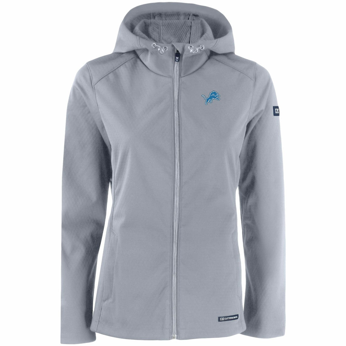 Detroit Lions Cutter & Buck Women's Evoke Eco Softshell Recycled Full-Zip Hooded Jacket - Gray Jackets