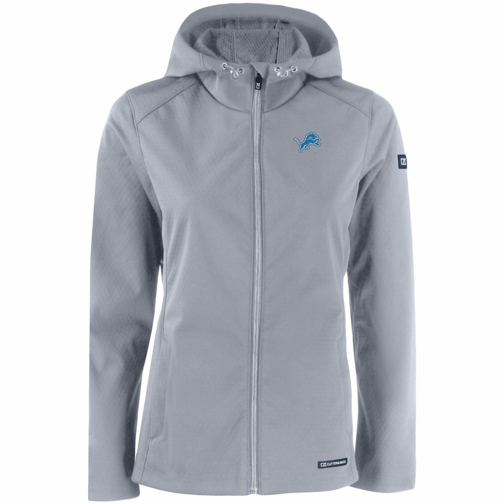 Detroit Lions Cutter & Buck Women's Evoke Eco Softshell Recycled Full-Zip Hooded Jacket - Gray Jackets