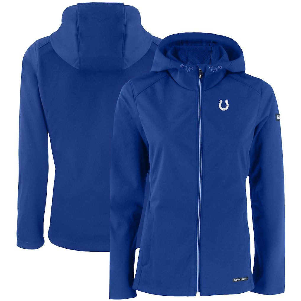 Indianapolis Colts Cutter & Buck Women's Evoke Eco Softshell Recycled Full-Zip Hooded Jacket - Royal Jackets