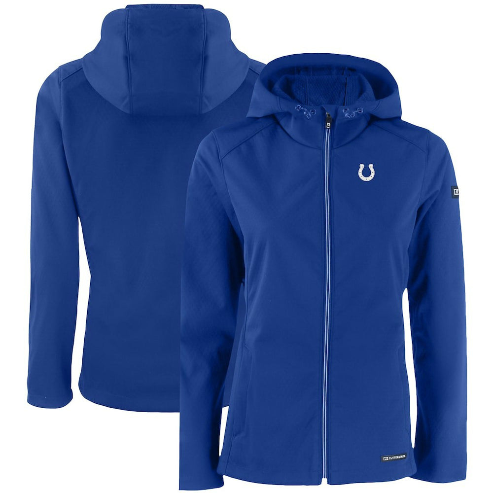 Indianapolis Colts Cutter & Buck Women's Evoke Eco Softshell Recycled Full-Zip Hooded Jacket - Royal Jackets