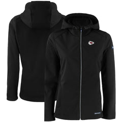 Kansas City Chiefs Cutter & Buck Women's Evoke Eco Softshell Recycled Full-Zip Hooded Jacket - Black Jackets