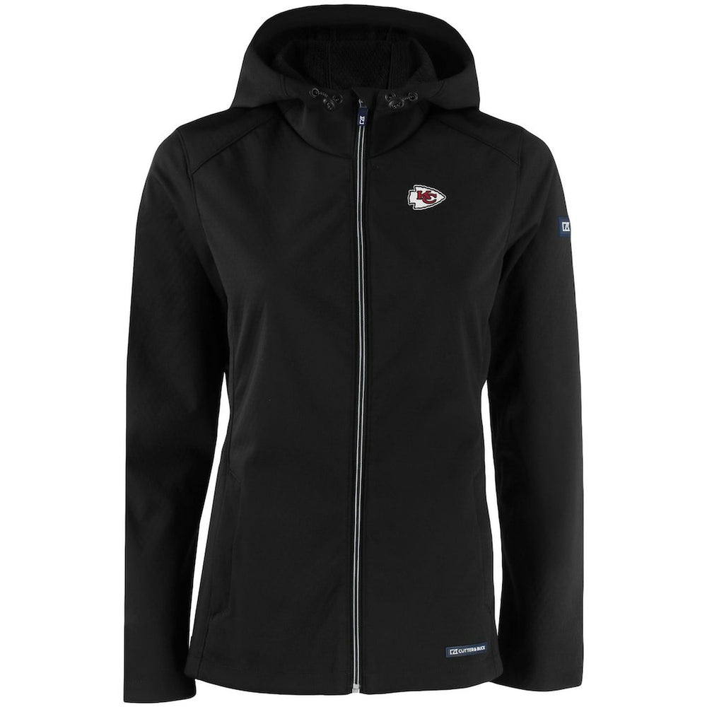 Kansas City Chiefs Cutter & Buck Women's Evoke Eco Softshell Recycled Full-Zip Hooded Jacket - Black Jackets
