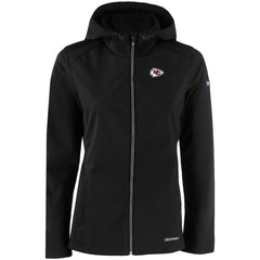 Kansas City Chiefs Cutter & Buck Women's Evoke Eco Softshell Recycled Full-Zip Hooded Jacket - Black Jackets