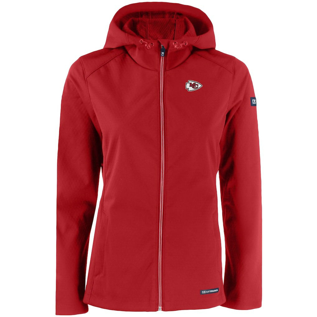 Kansas City Chiefs Cutter & Buck Women's Evoke Eco Softshell Recycled Full-Zip Hooded Jacket - Red Jackets