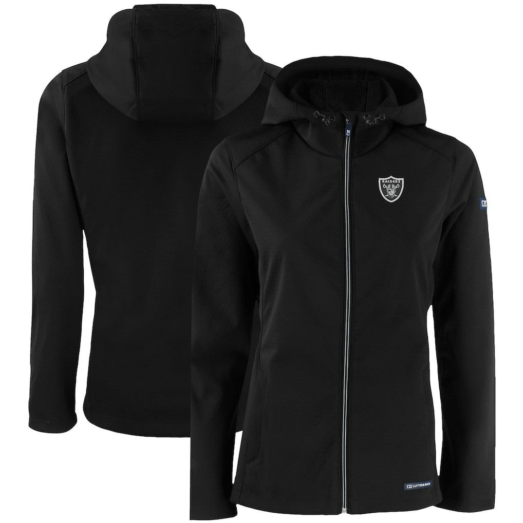 Las Vegas Raiders Cutter & Buck Women's Evoke Eco Softshell Recycled Full-Zip Hooded Jacket - Black Jackets