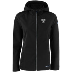 Las Vegas Raiders Cutter & Buck Women's Evoke Eco Softshell Recycled Full-Zip Hooded Jacket - Black Jackets