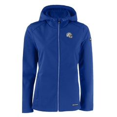 Los Angeles Chargers Cutter & Buck Women's Evoke Eco Softshell Recycled Full-Zip Hooded Jacket - Blue Jackets