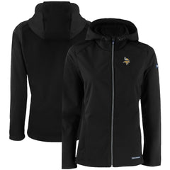 Minnesota Vikings Cutter & Buck Women's Evoke Eco Softshell Recycled Full-Zip Hooded Jacket - Black Jackets