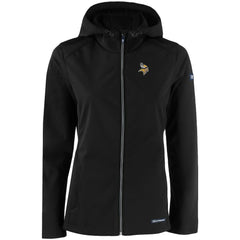 Minnesota Vikings Cutter & Buck Women's Evoke Eco Softshell Recycled Full-Zip Hooded Jacket - Black Jackets