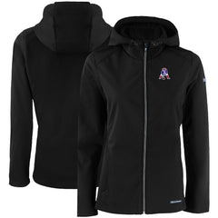 New England Patriots Cutter & Buck Women's Evoke Eco Softshell Recycled Full-Zip Hooded Jacket - Black Jackets