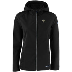 New Orleans Saints Cutter & Buck Women's Evoke Eco Softshell Recycled Full-Zip Hooded Jacket - Black Jackets