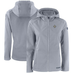 New Orleans Saints Cutter & Buck Women's Evoke Eco Softshell Recycled Full-Zip Hooded Jacket - Gray Jackets