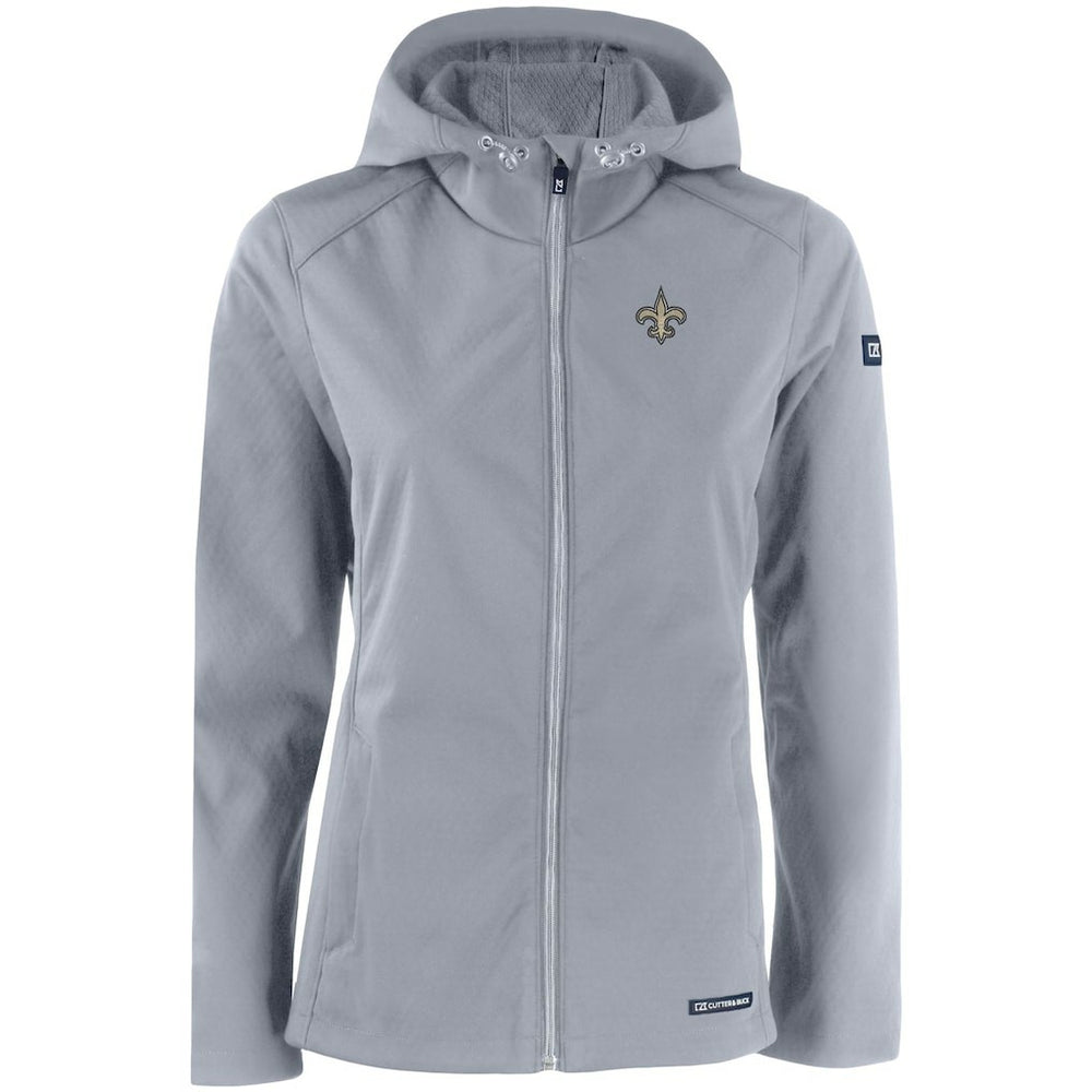 New Orleans Saints Cutter & Buck Women's Evoke Eco Softshell Recycled Full-Zip Hooded Jacket - Gray Jackets