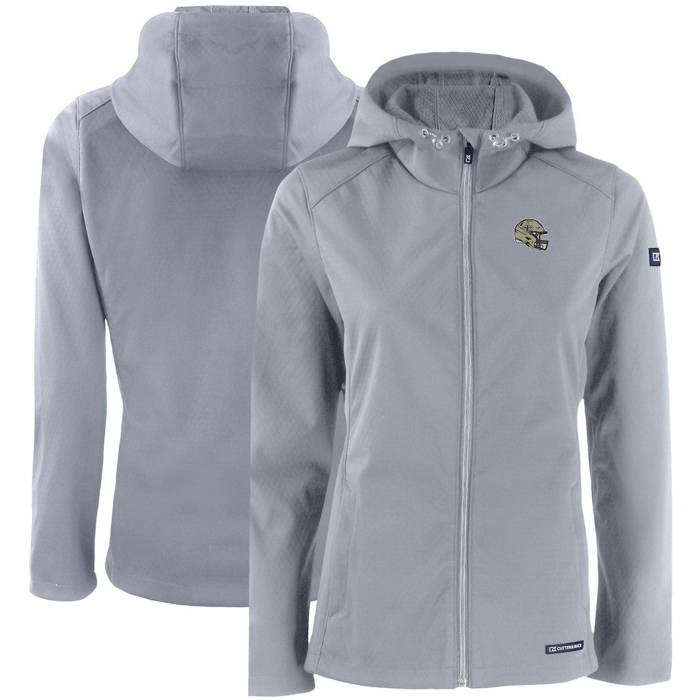 New Orleans Saints Cutter & Buck Women's Evoke Eco Softshell Recycled Full-Zip Hooded Jacket - Gray Jackets