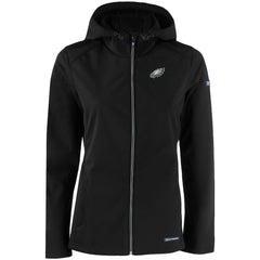 Philadelphia Eagles Cutter & Buck Women's Evoke Eco Softshell Recycled Full-Zip Hooded Jacket - Black Jackets