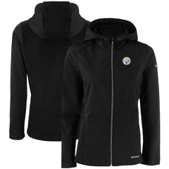 Pittsburgh Steelers Cutter & Buck Women's Evoke Eco Softshell Recycled Full-Zip Hooded Jacket - Black Jackets
