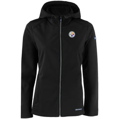 Pittsburgh Steelers Cutter & Buck Women's Evoke Eco Softshell Recycled Full-Zip Hooded Jacket - Black Jackets