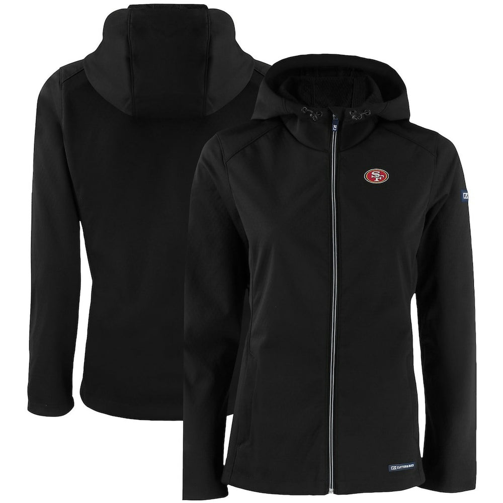San Francisco 49ers Cutter & Buck Women's Evoke Eco Softshell Recycled Full-Zip Hooded Jacket - Black Jackets