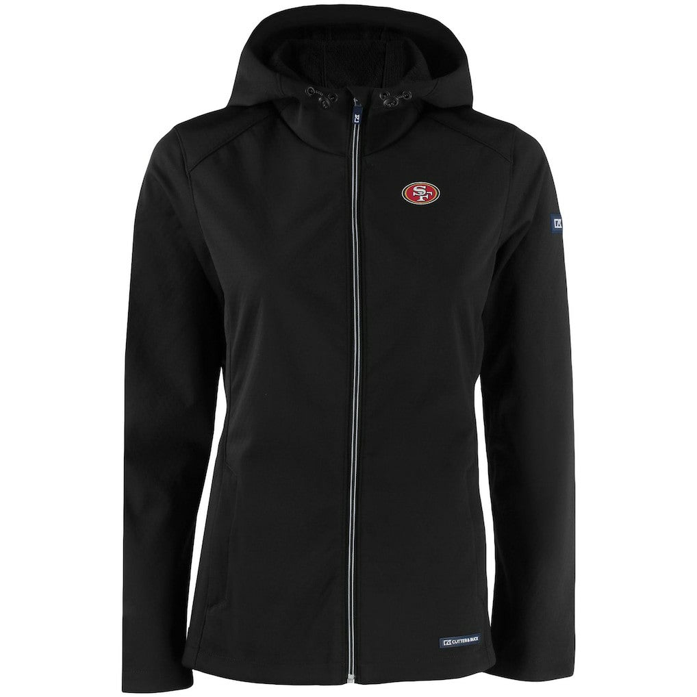 San Francisco 49ers Cutter & Buck Women's Evoke Eco Softshell Recycled Full-Zip Hooded Jacket - Black Jackets