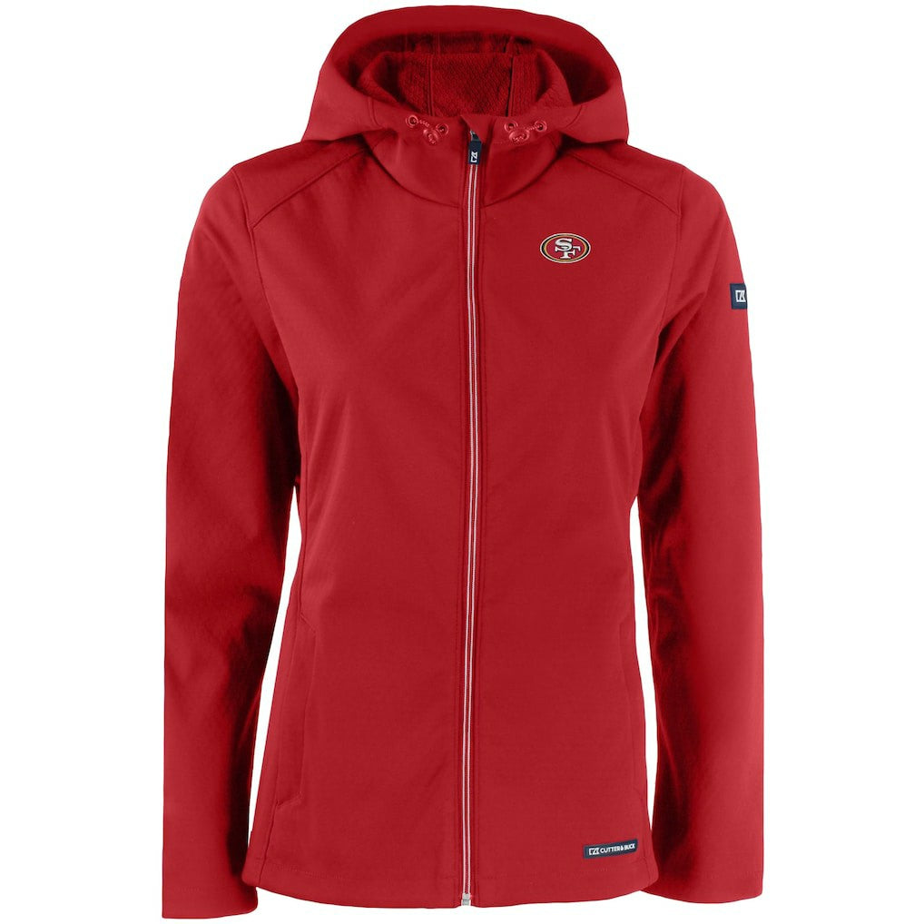 San Francisco 49ers Cutter & Buck Women's Evoke Eco Softshell Recycled Full-Zip Hooded Jacket - Scarlet Jackets