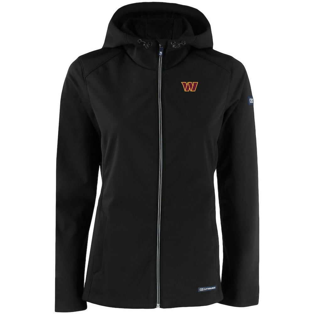 Washington Commanders Cutter & Buck Women's Evoke Eco Softshell Recycled Full-Zip Hooded Jacket - Black Jackets