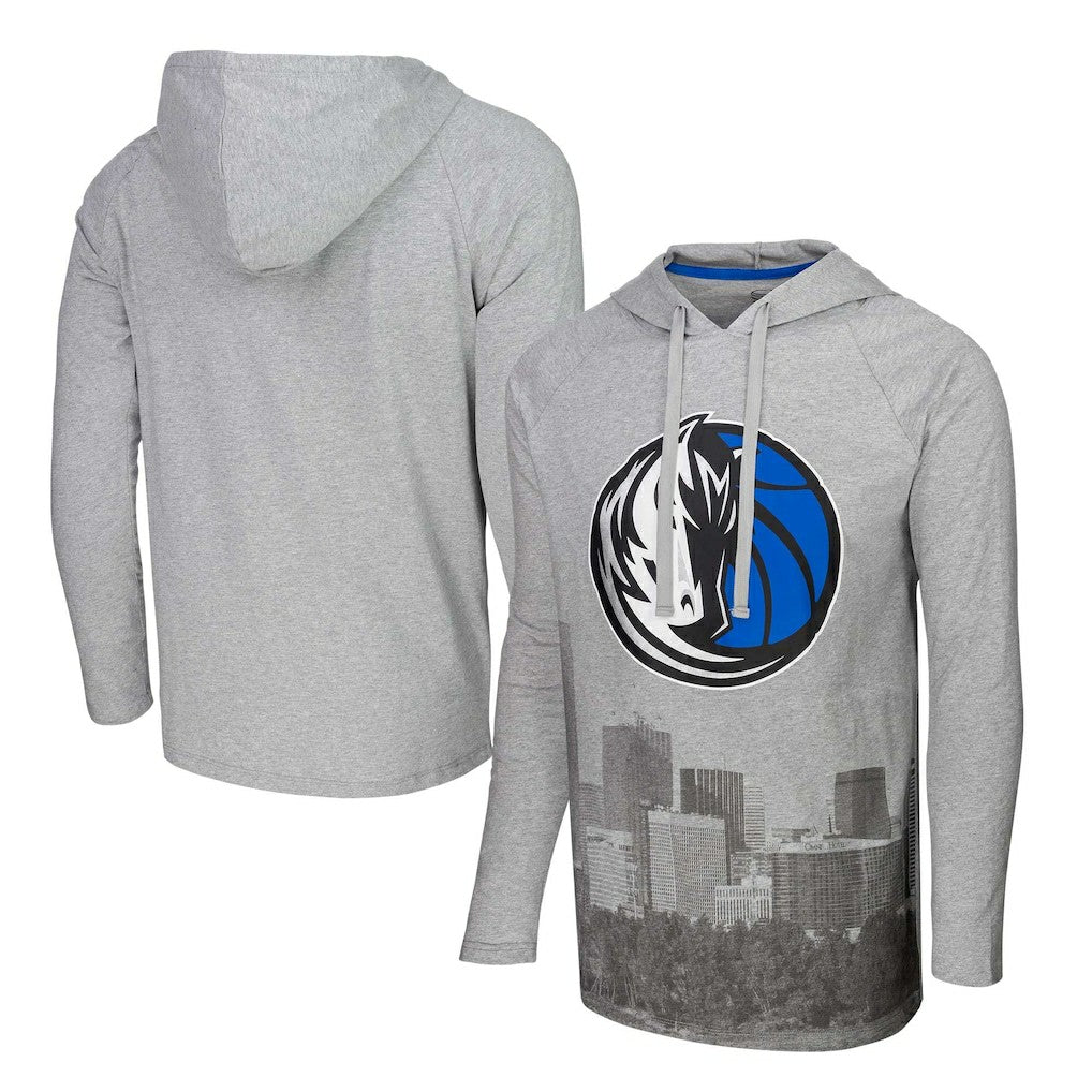 Dallas Mavericks Stadium Essentials Atrium Raglan Long Sleeve Hoodie T-Shirt Heather Gray