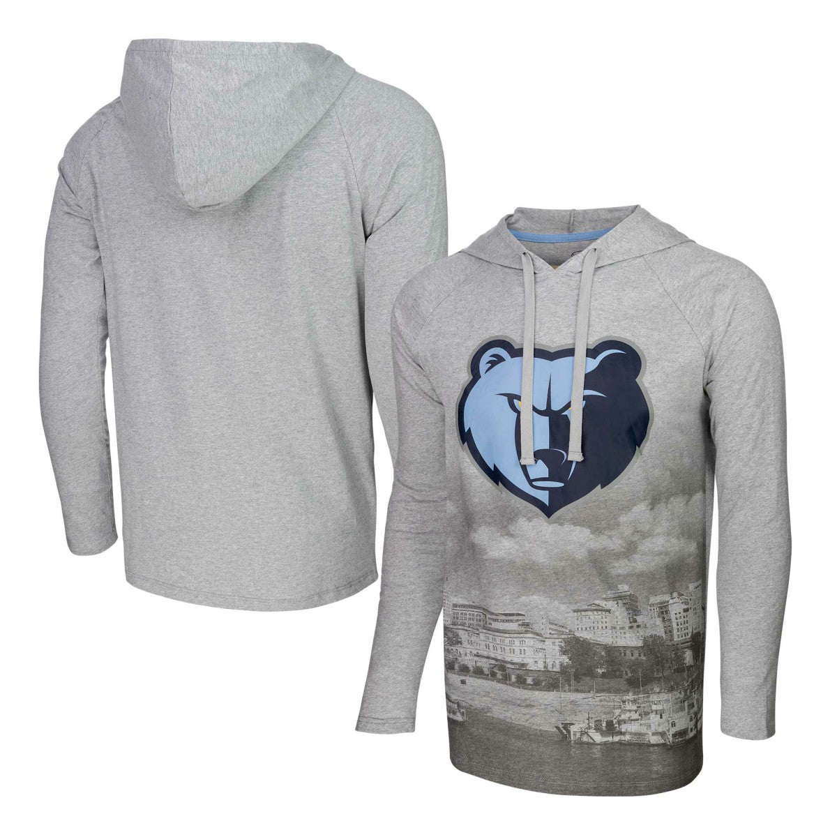 Memphis Grizzlies Stadium Essentials Atrium Raglan Long Sleeve Hoodie T-Shirt Heather Gray outlet