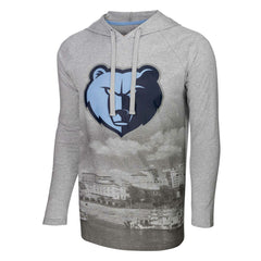 Memphis Grizzlies Stadium Essentials Atrium Raglan Long Sleeve Hoodie T-Shirt Heather Gray outlet