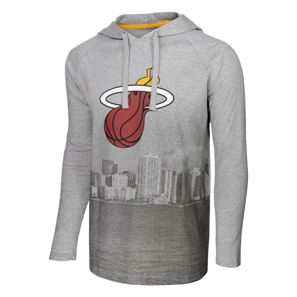 Miami Heat Stadium Essentials Atrium Raglan Long Sleeve Hoodie T-Shirt Heather Gray