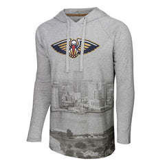 New Orleans Pelicans Stadium Essentials Atrium Raglan Long Sleeve Hoodie T-Shirt Heather Gray outlet