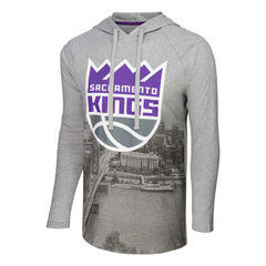 Sacramento Kings Stadium Essentials Atrium Raglan Long Sleeve Hoodie T-Shirt Heather Gray