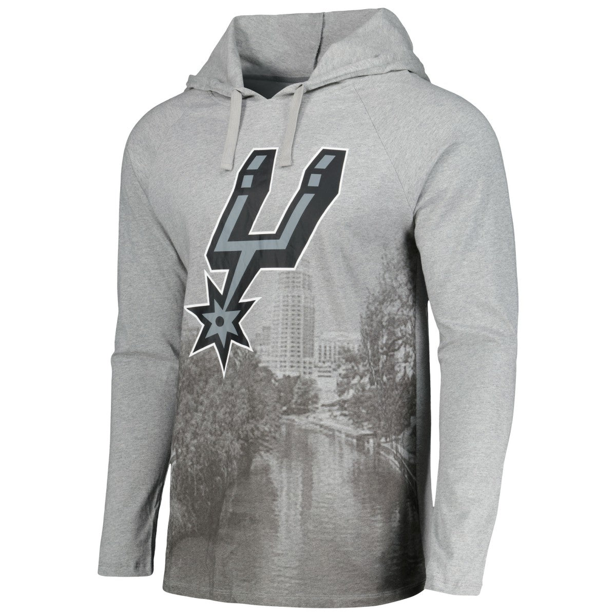 San Antonio Spurs Stadium Essentials Atrium Raglan Long Sleeve Hoodie T-Shirt Heather Gray