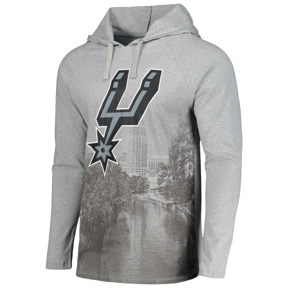 San Antonio Spurs Stadium Essentials Atrium Raglan Long Sleeve Hoodie T-Shirt Heather Gray