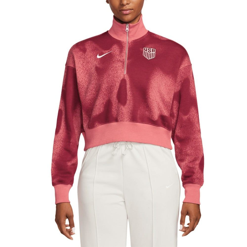 USMNT Women's Phoenix Fleece Cropped Quarter-Zip Jacket Pink - Nike discount