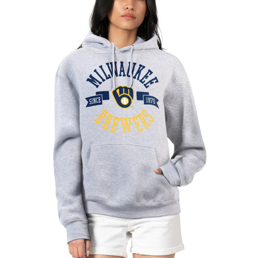 Milwaukee Brewers G-III 4Her by Carl Banks Women's City Graphic Pullover Hoodie - Heather Gray Hoodies