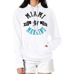 Miami Marlins G-III 4Her by Carl Banks Women's City Graphic Pullover Hoodie - White Hoodies