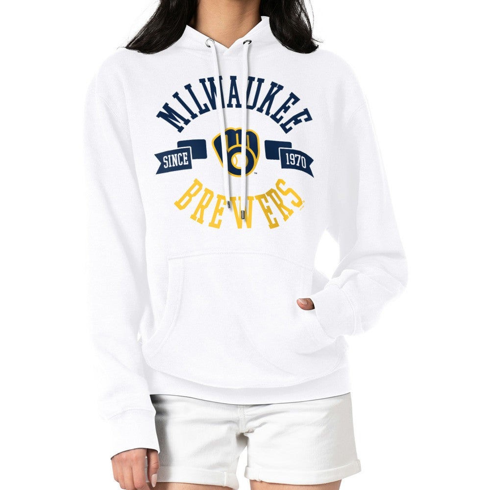 Milwaukee Brewers G-III 4Her by Carl Banks Women's City Graphic Pullover Hoodie - White Hoodies