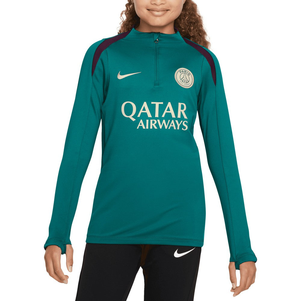 Paris Saint-Germain Youth 2024/25 Strike Drill Quarter-Zip Long Sleeve Performance Training Top Teal - Nike on sale