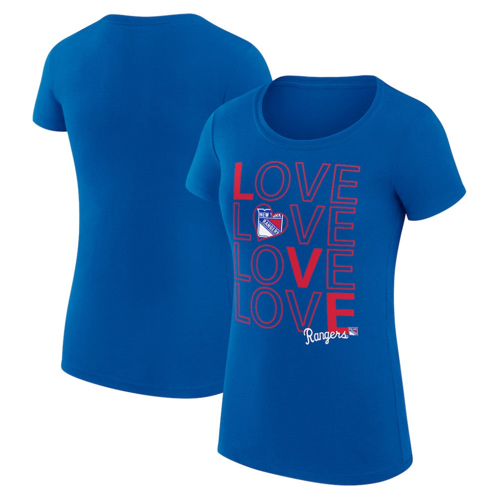 New York Rangers G-III 4Her by Carl Banks Women's Super-Slim Fit Lightweight Hockey Love T-Shirt - Royal | US 200617445