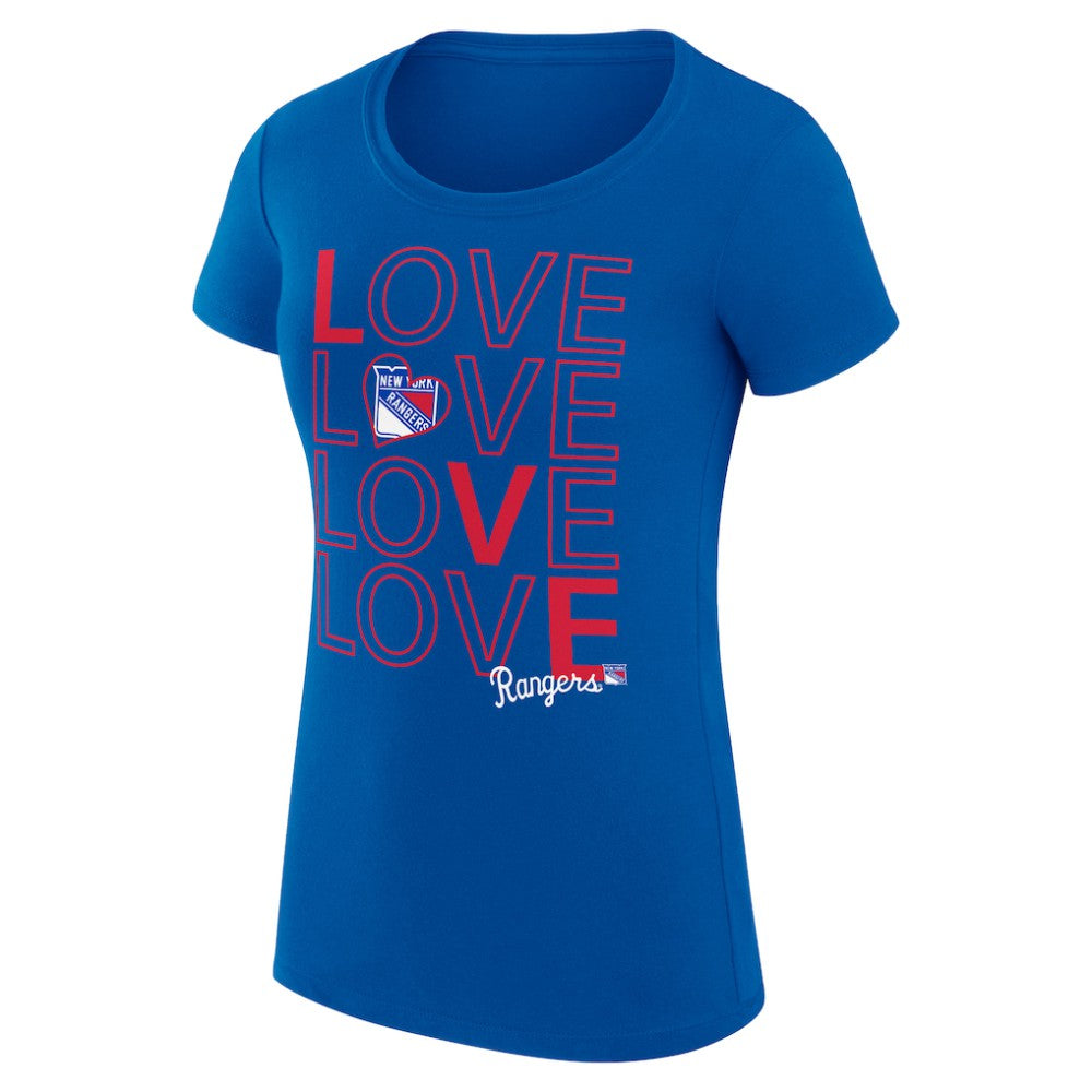 New York Rangers G-III 4Her by Carl Banks Women's Super-Slim Fit Lightweight Hockey Love T-Shirt - Royal | US 200617445