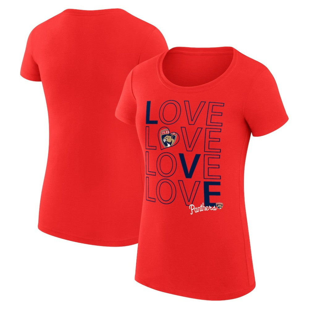 Florida Panthers G-III 4Her by Carl Banks Women's Super-Slim Fit Lightweight Hockey Love T-Shirt - Red | US 200617451