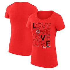 New Jersey Devils G-III 4Her by Carl Banks Women's Super-Slim Fit Lightweight Hockey Love T-Shirt - Red | US 200617453