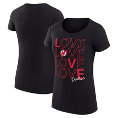 New Jersey Devils G-III 4Her by Carl Banks Women's Super-Slim Fit Lightweight Hockey Love T-Shirt - Black | US 200617476