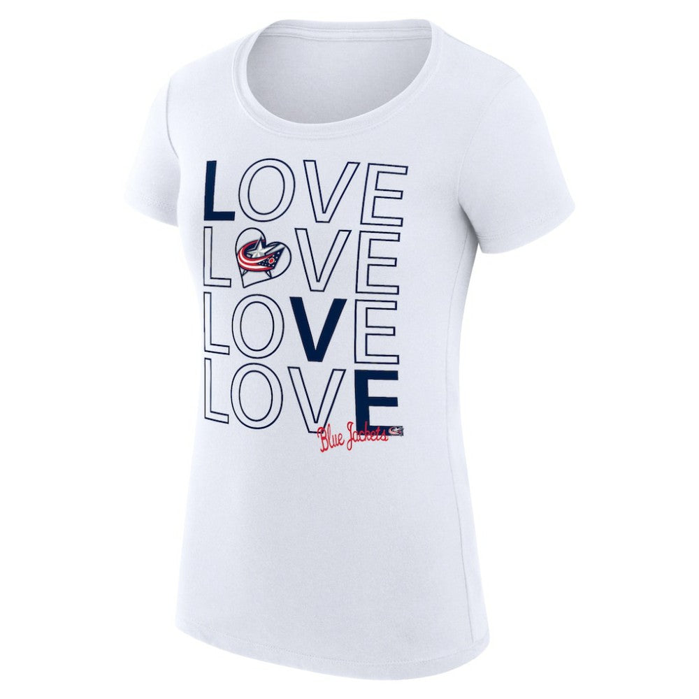 Columbus Blue Jackets G-III 4Her by Carl Banks Women's Super-Slim Fit Lightweight Hockey Love T-Shirt - White | US 200617492