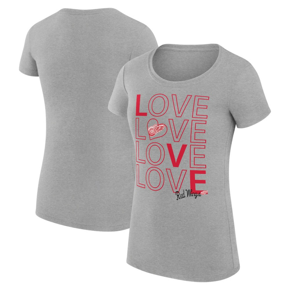 Detroit Red Wings G-III 4Her by Carl Banks Women's Super-Slim Fit Lightweight Hockey Love T-Shirt - Heather Gray | US 200617506