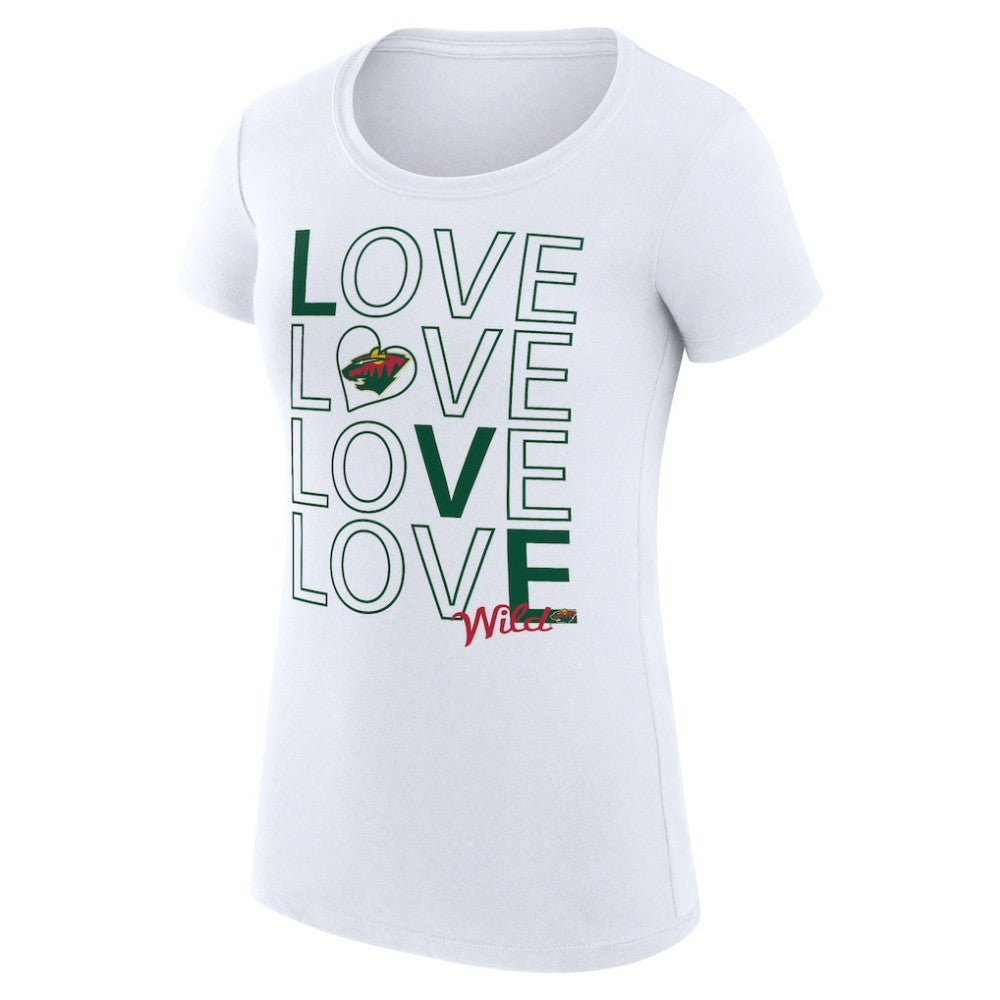 Minnesota Wild G-III 4Her by Carl Banks Women's Super-Slim Fit Lightweight Hockey Love T-Shirt - White | US 200617507