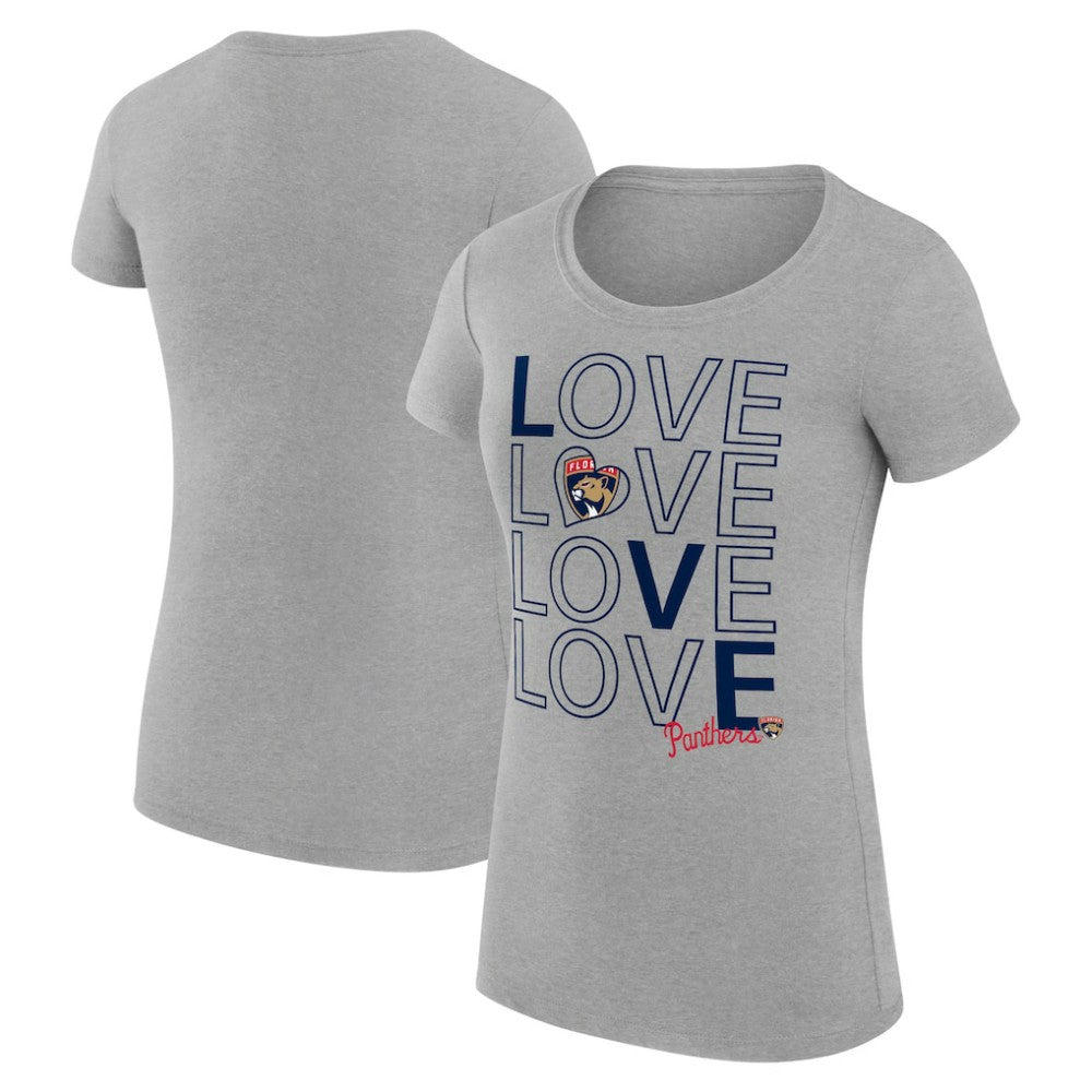 Florida Panthers G-III 4Her by Carl Banks Women's Super-Slim Fit Lightweight Hockey Love T-Shirt - Heather Gray | US 200617510