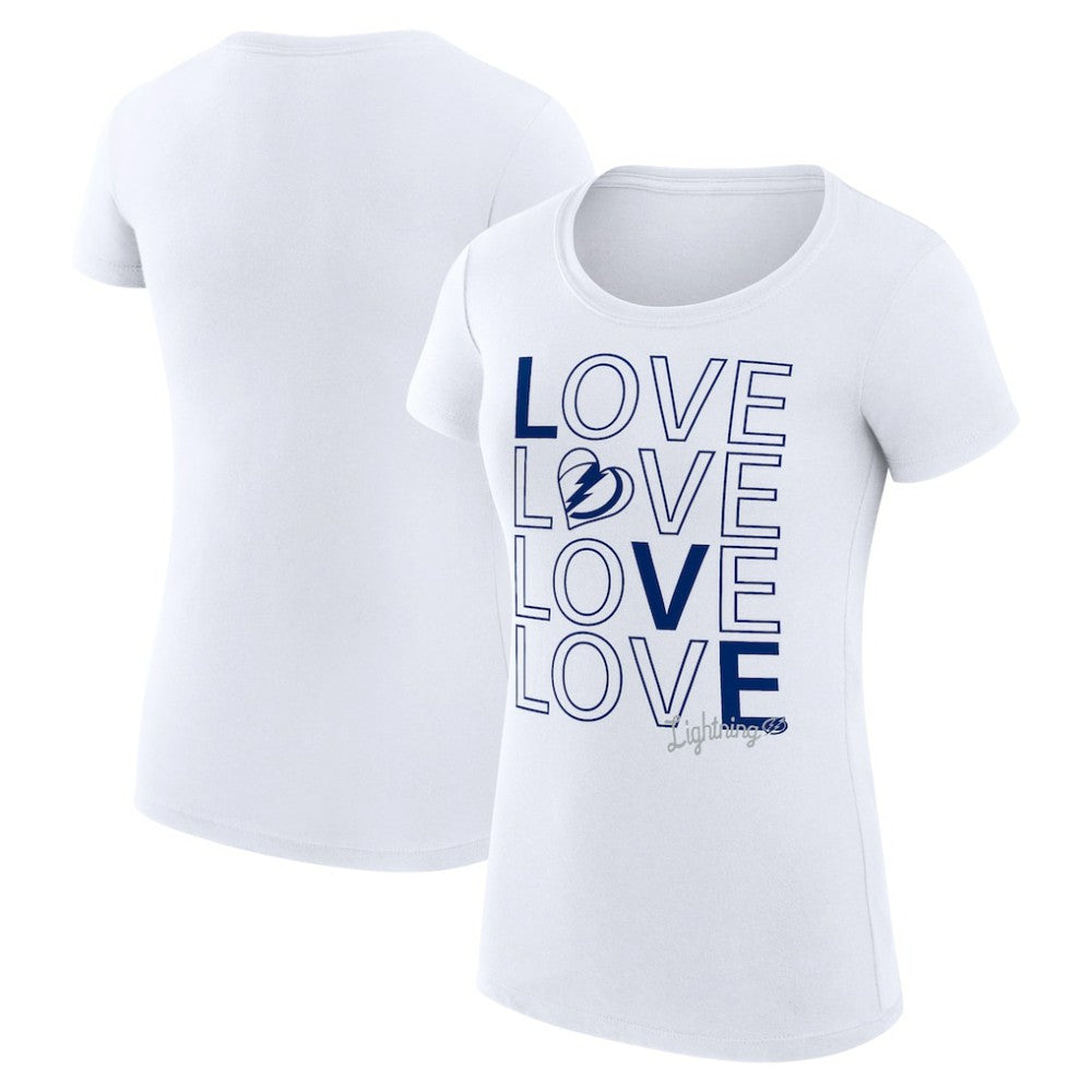 Tampa Bay Lightning G-III 4Her by Carl Banks Women's Super-Slim Fit Lightweight Hockey Love T-Shirt - White | US 200617535