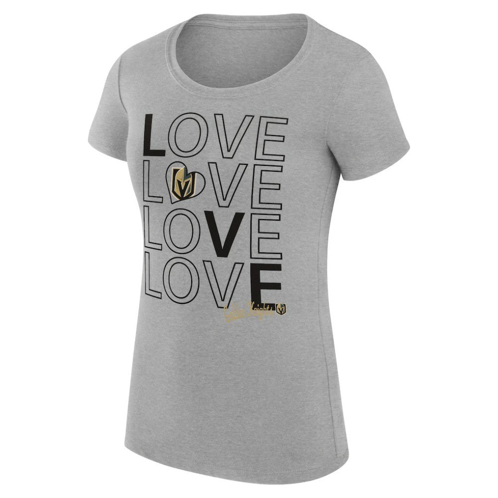 Vegas Golden Knights G-III 4Her by Carl Banks Women's Super-Slim Fit Lightweight Hockey Love T-Shirt - Heather Gray | US 200617545